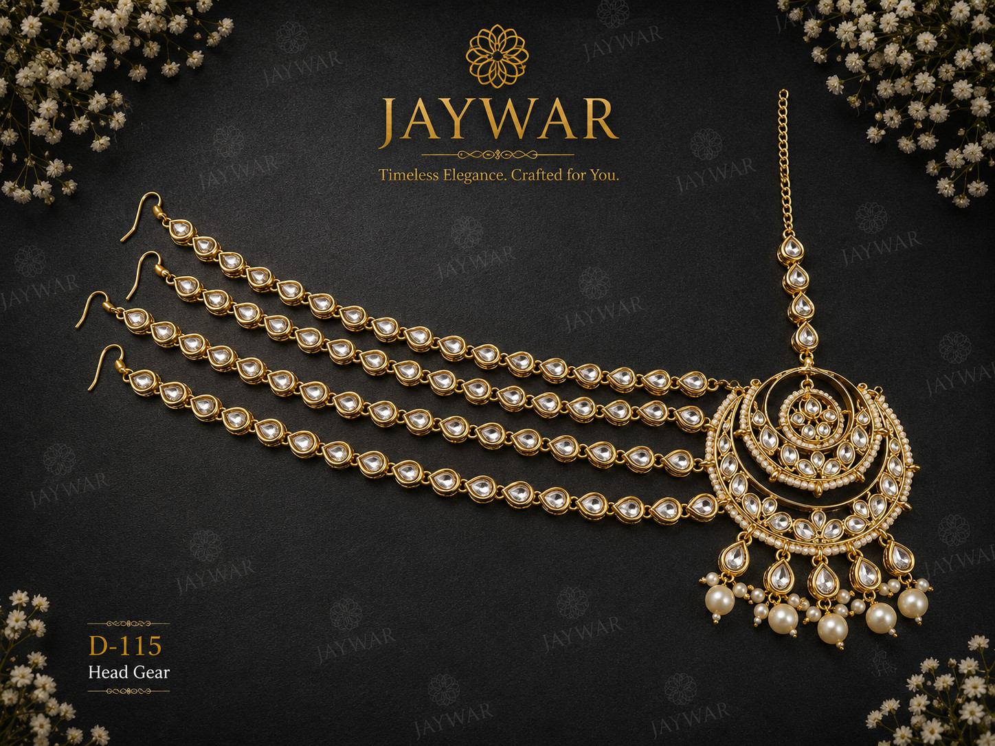 JAYWAR Kundan Matha Patti Meenakari Back Work Handmade Bridal Head Jewelry