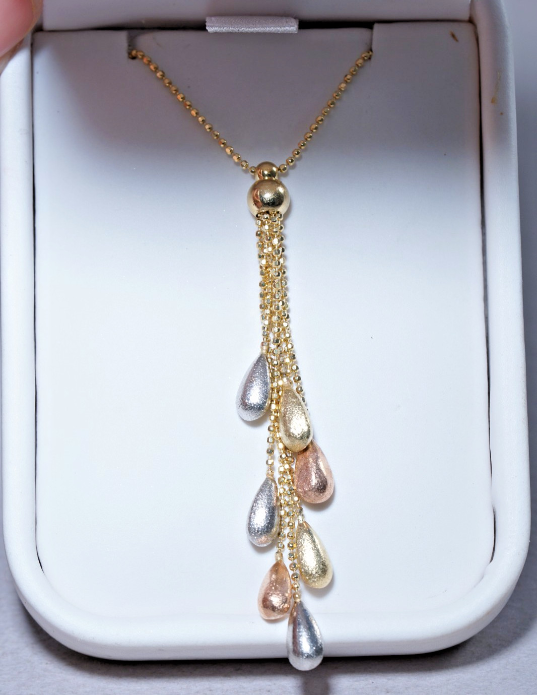 HANNOUSH JEWELERS 14K Gold Waterfall Drop Pendant Tri-Colored Gold 4 grams
