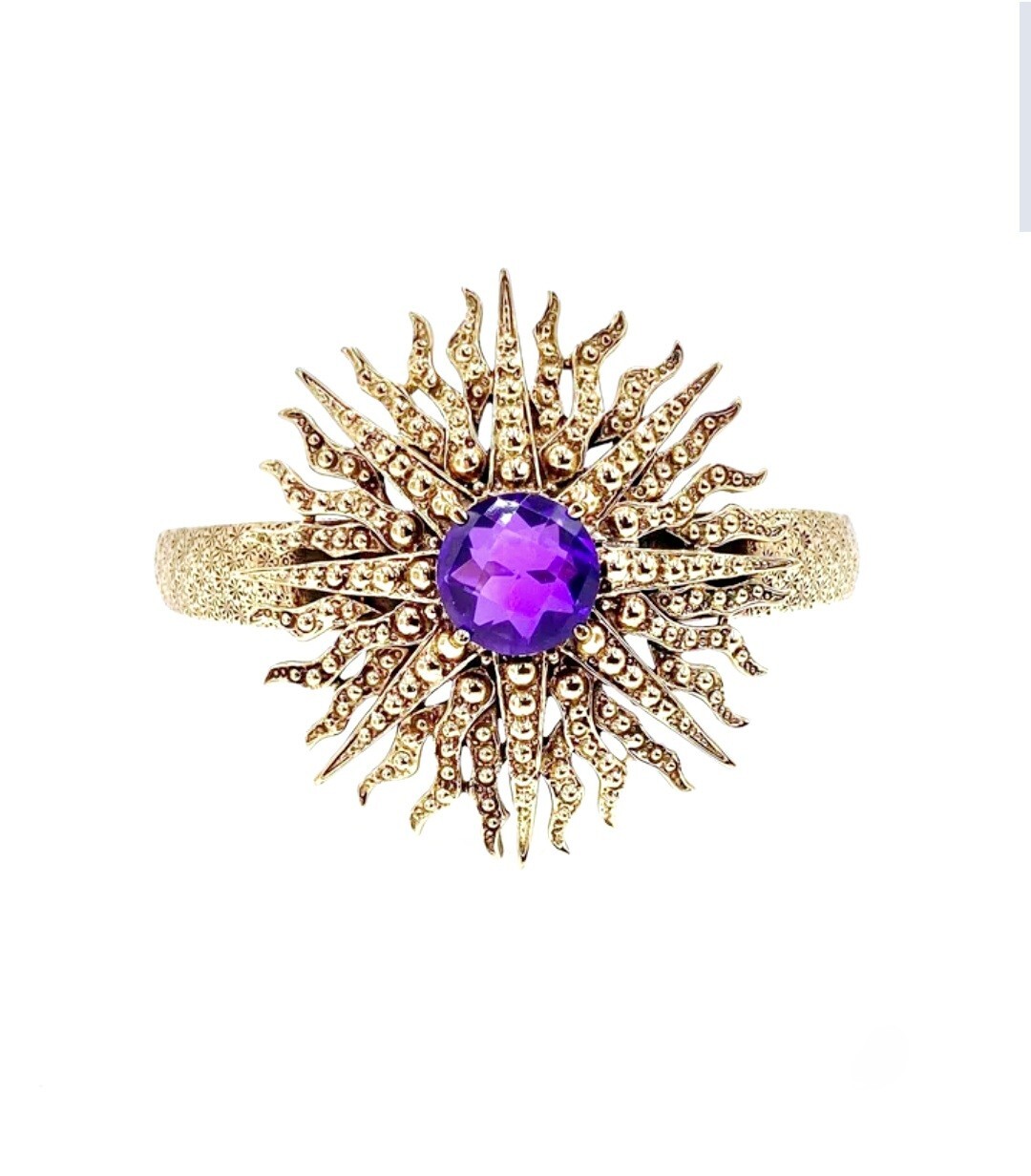 NICKY BUTLER Bronze Collection Starburst Purple Quartz Cuff Bracelet NB Large 💜