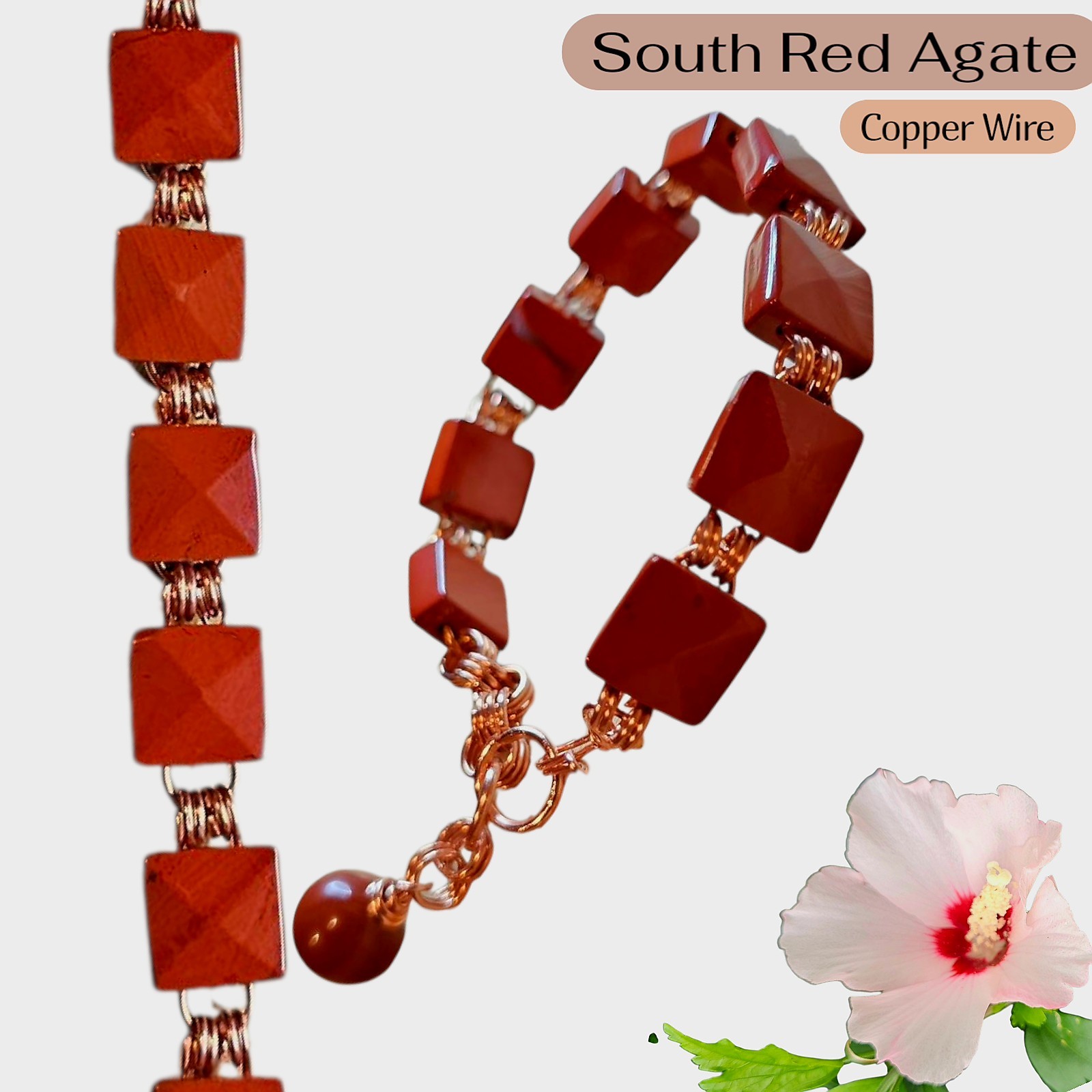 South Red Agate Made With Copper Wire 11mm Bracelet