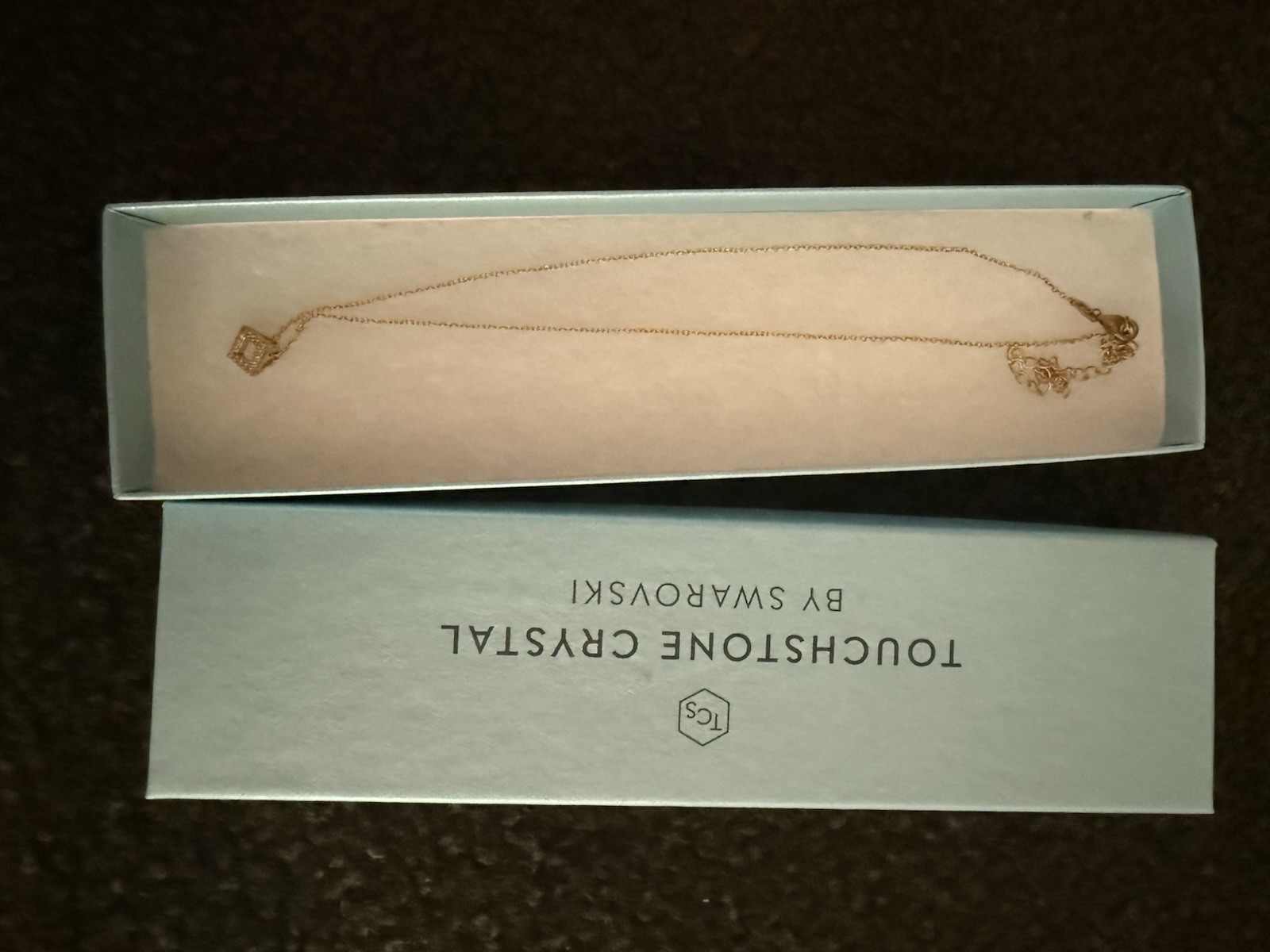Touchstone Crystal Gold Square Necklace