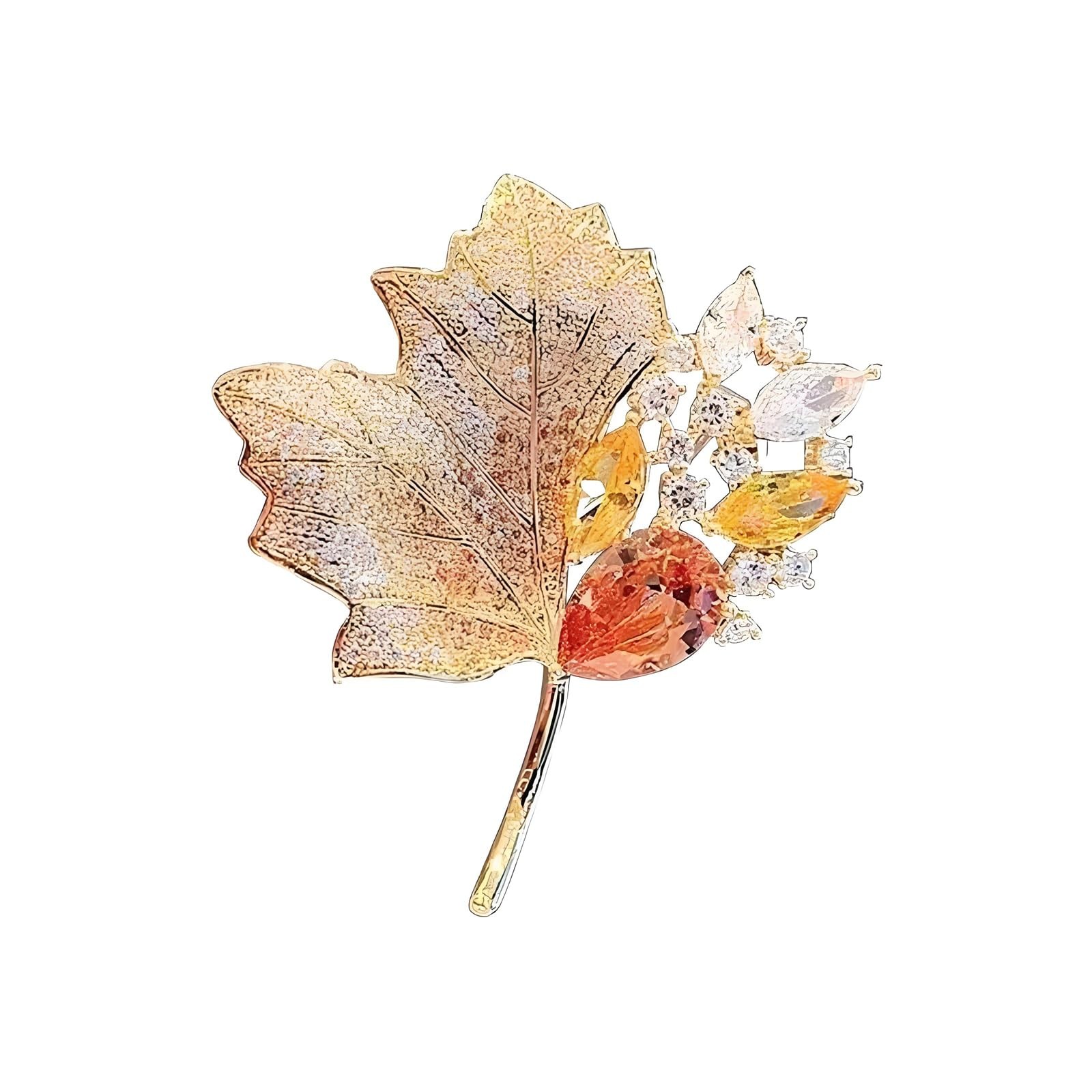 Maple Leaf Brooch Pin for Women Dainty Shining Crystal Autumn Fall Leaves Bro…