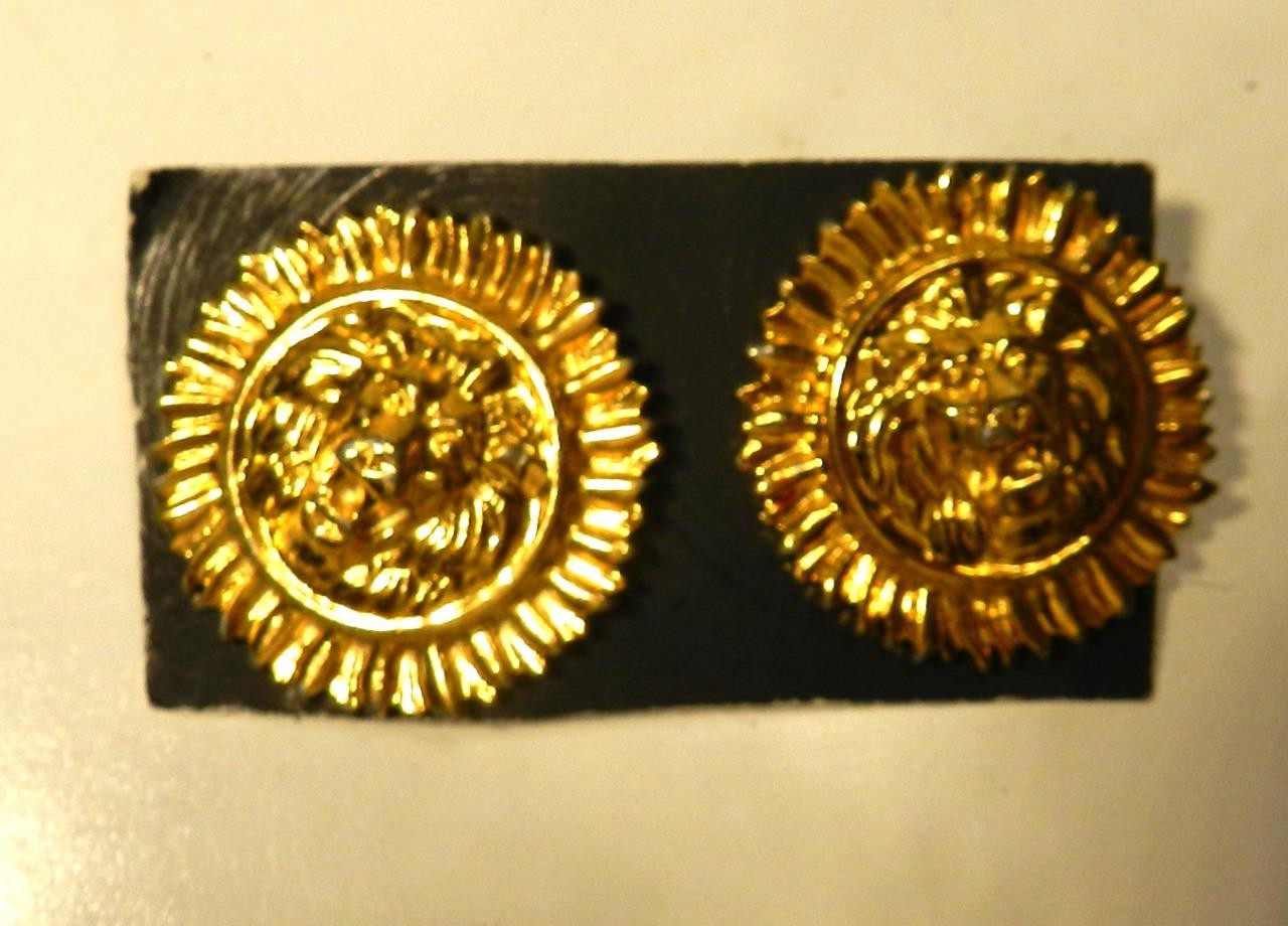 ANNE KLEIN PIERCED EARRINGS Lion Head LOGO New Old Stock Beautiful Shape VTG