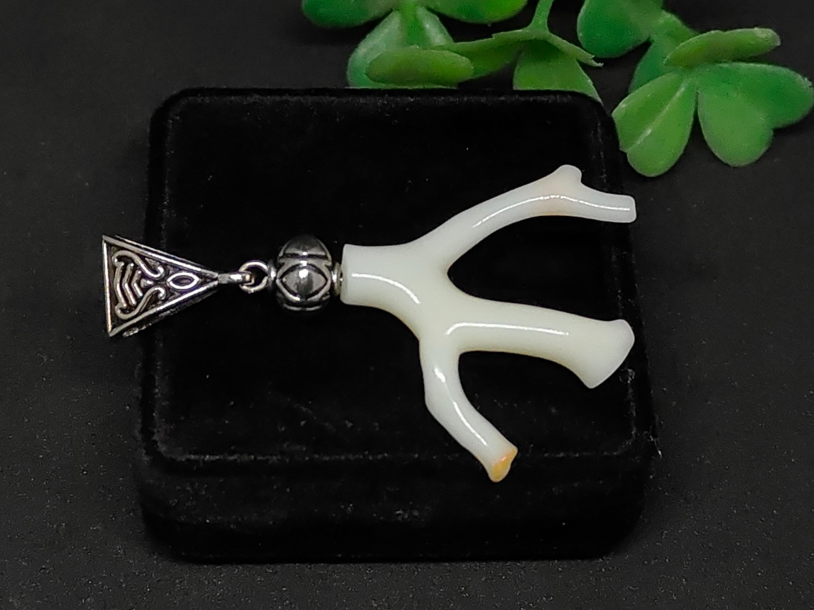 Natural coral branch pandant – Rhodium-Plated Silver Bail Making for jewelry