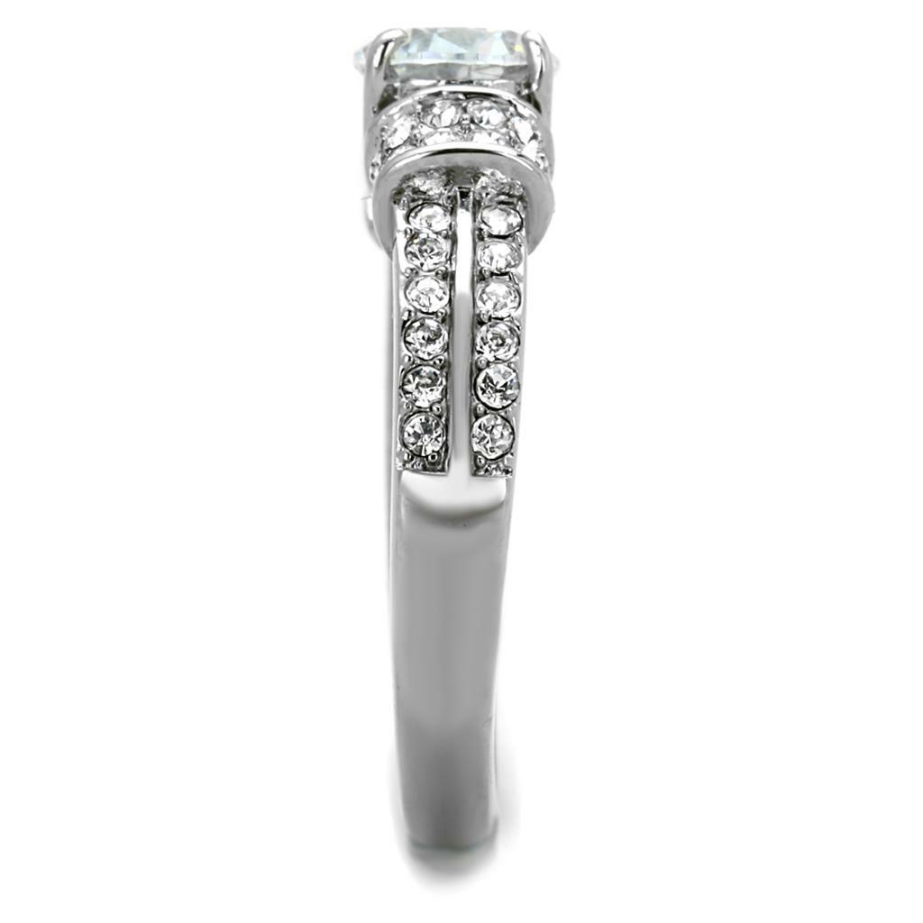 TK1921 – High polished (no plating) Stainless Steel Ring with AAA Grade CZ in