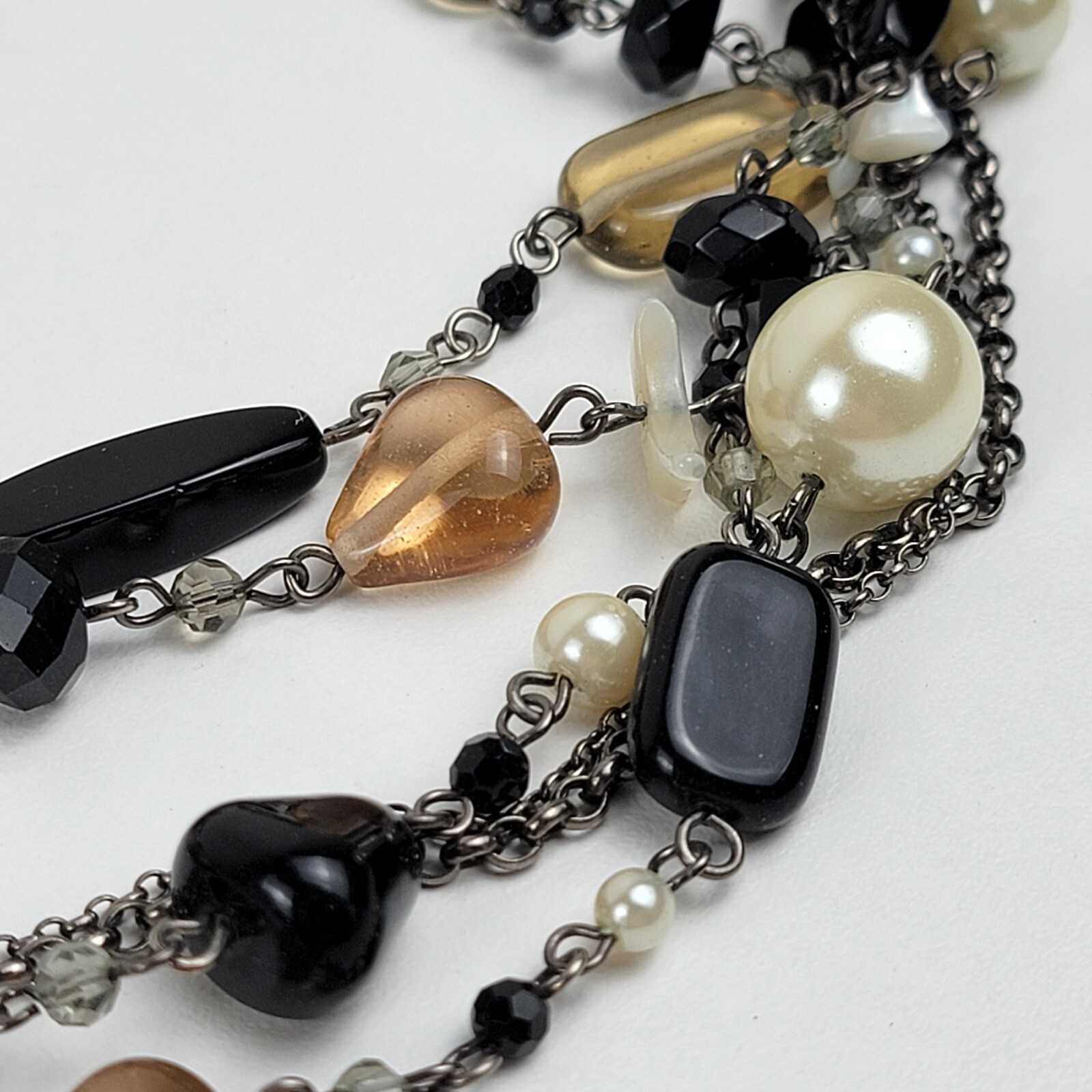 Lia Sophia Silver-Tone Multicolor Bead Charm Layered Necklace 5-Row 20.5 In