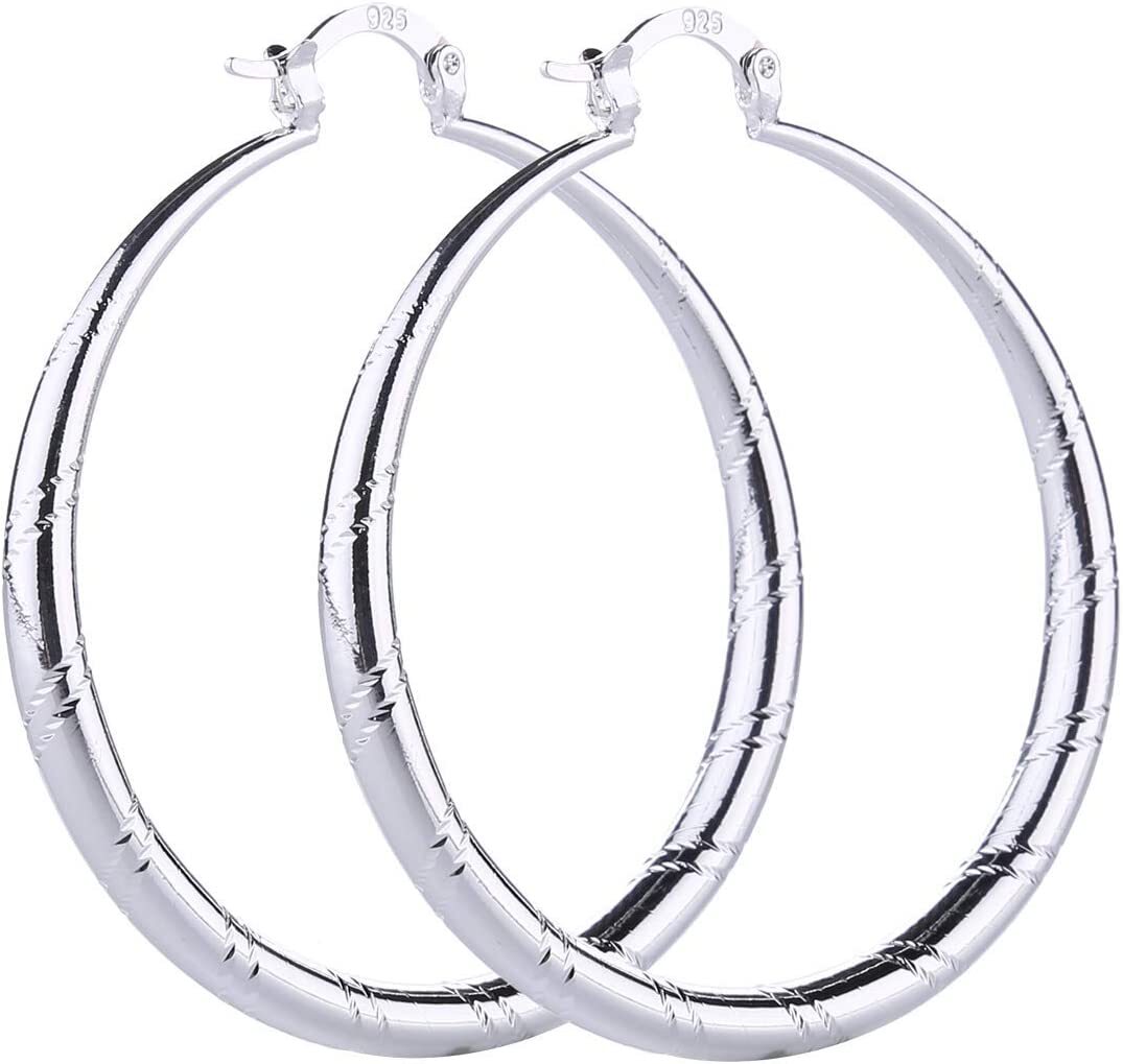 Women Fashion 925 Sterling Solid Silver Ear Earrings Wedding Jewelry (1.58 inch)