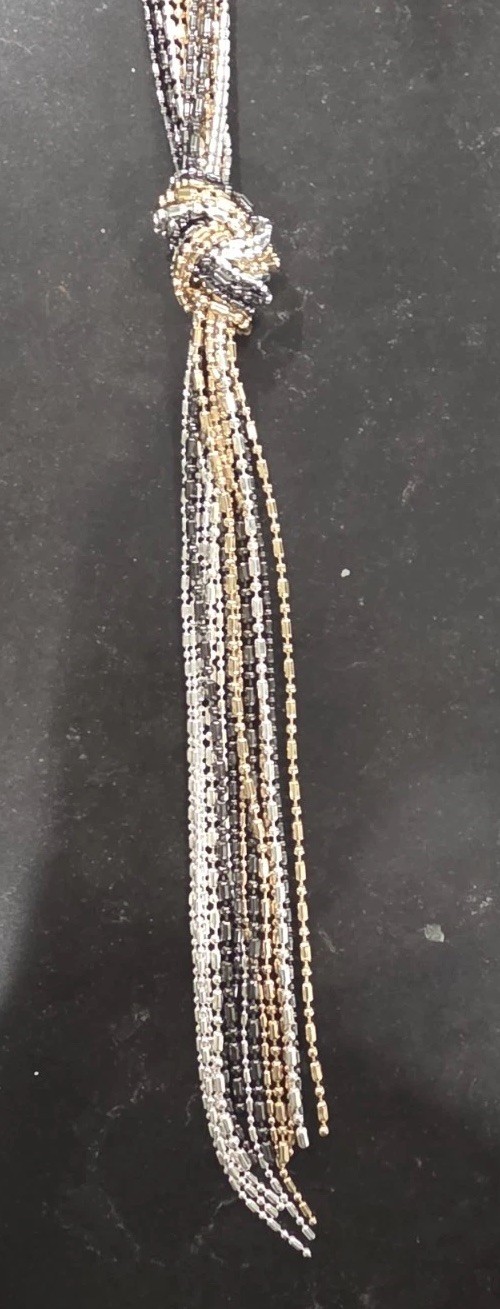 Multicolor Ball/Bead Chain Y-Drop Necklace with Knot/Tassel