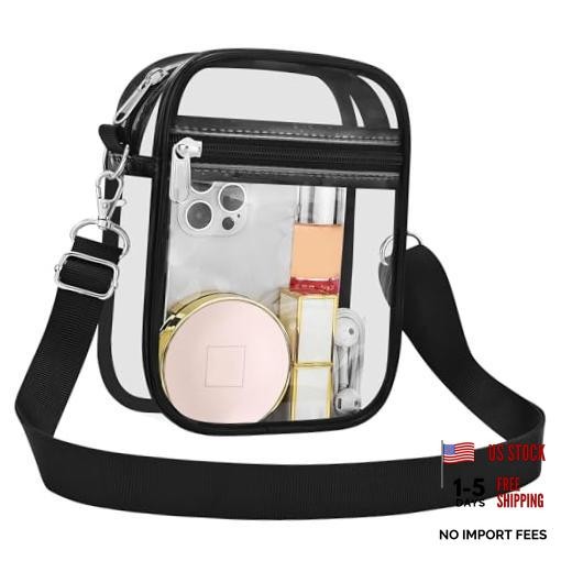 Clear Purse Stadium Transparent Messenger Bag Stadium Approved for Small Black