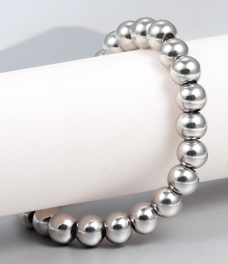 7-11″ 6/8/10mm Men/Women’​s Handmade Silver Gold Beads Stainless steel Bracelet