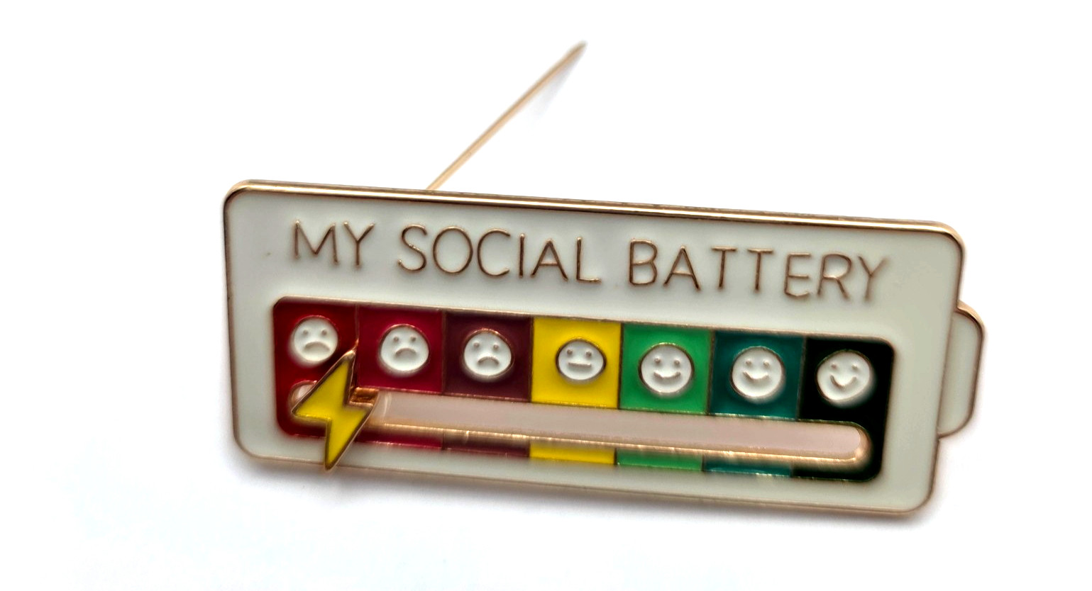 My Social Battery Multicolor Enamel Moveable Mood Indicator Brooch Pin Lapel Hat