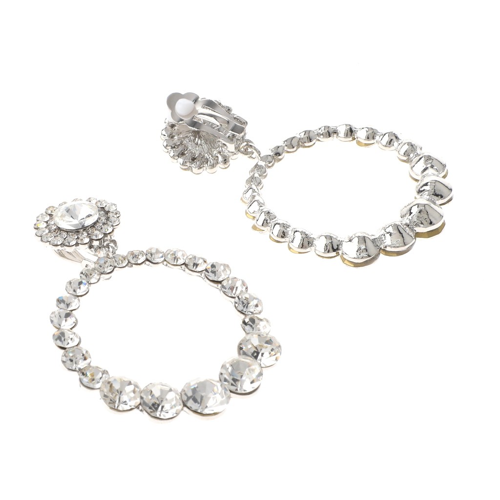 Silver Tone Metal Crystal Rhinestone Clip-On Earrings ER2639-SCL