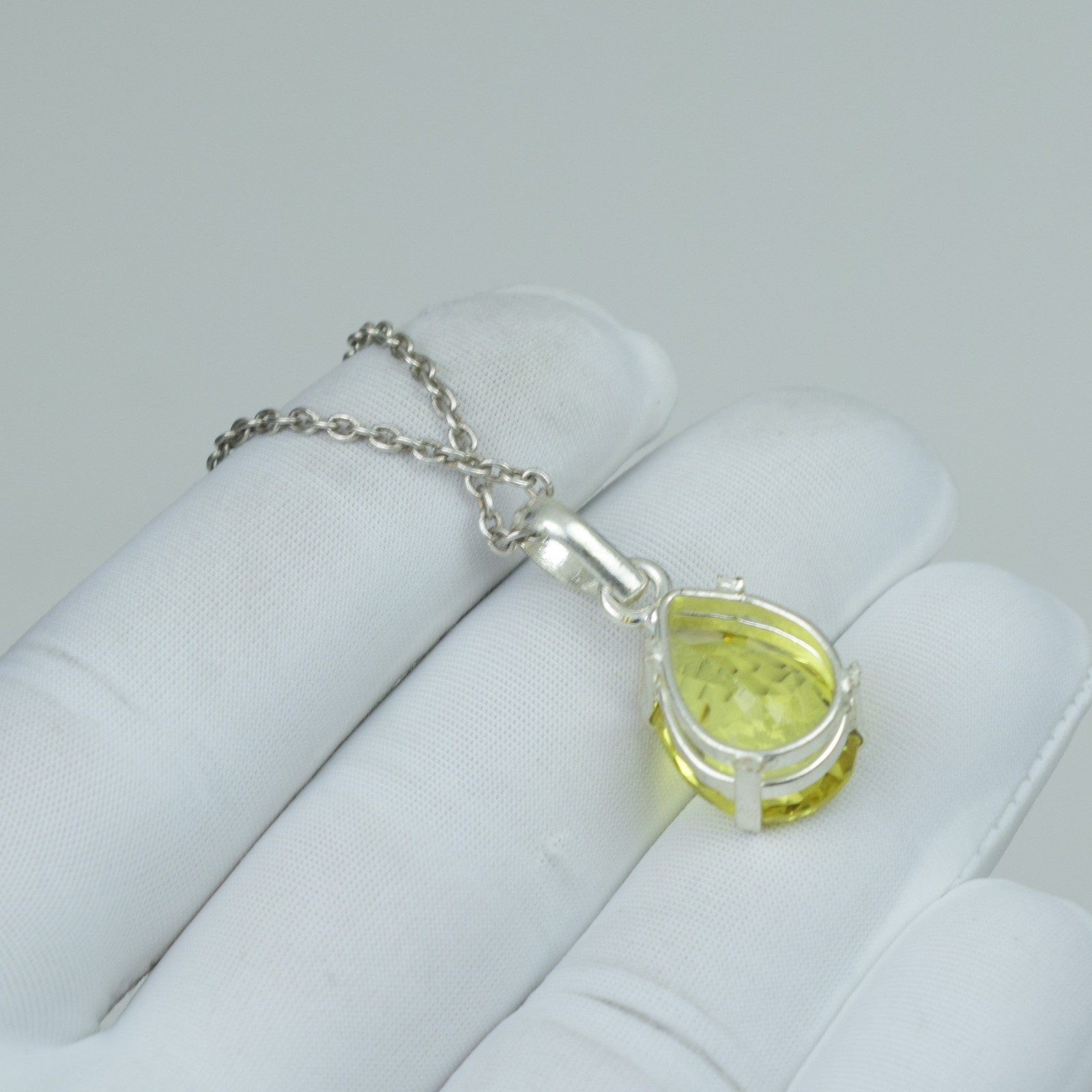 Boho Jewelry 925 Sterling Silver Necklace, Beauty Yellow Sapphire September Gift