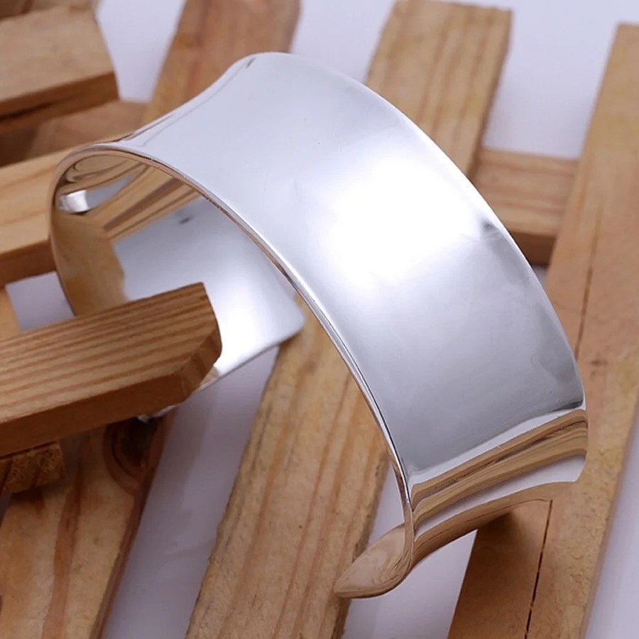 wholesale 925 Sterling solid silver fashion jewelry silvery bangle bracelet Gift