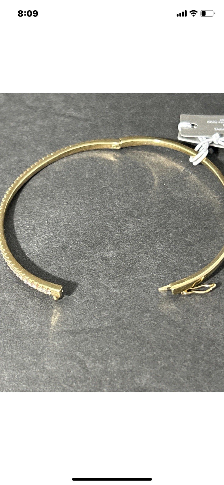 New with Tag Nordstrom CZ Bangle Bracelet Gold Overlay 2mm Oval 7″ $59 Retail