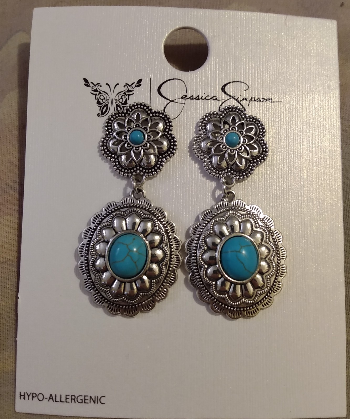 Jessica Simpson Turquoise Post Dangle Earrings