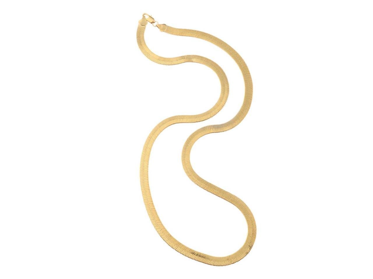 Men&women’s 18K Yellow Gold Filled 18 inch 4mm wide Flat Snake Chain Necklace