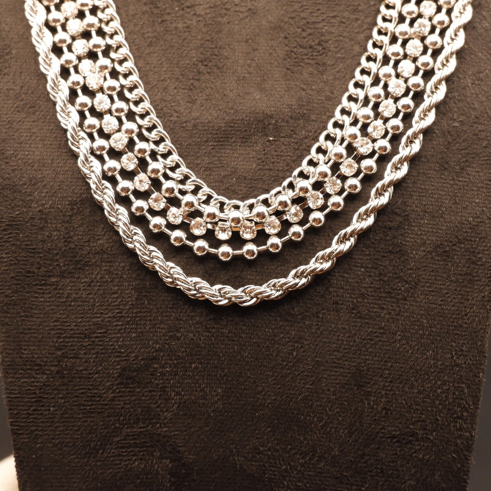 Butler & Wilson Multi Strand Necklace Silver Tone Signed Branded Rare