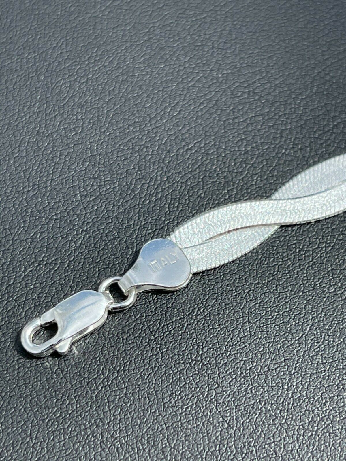 7mm Thick Solid 925 Silver Twisted Braided Herringbone Chain Necklace 16″ – 20″