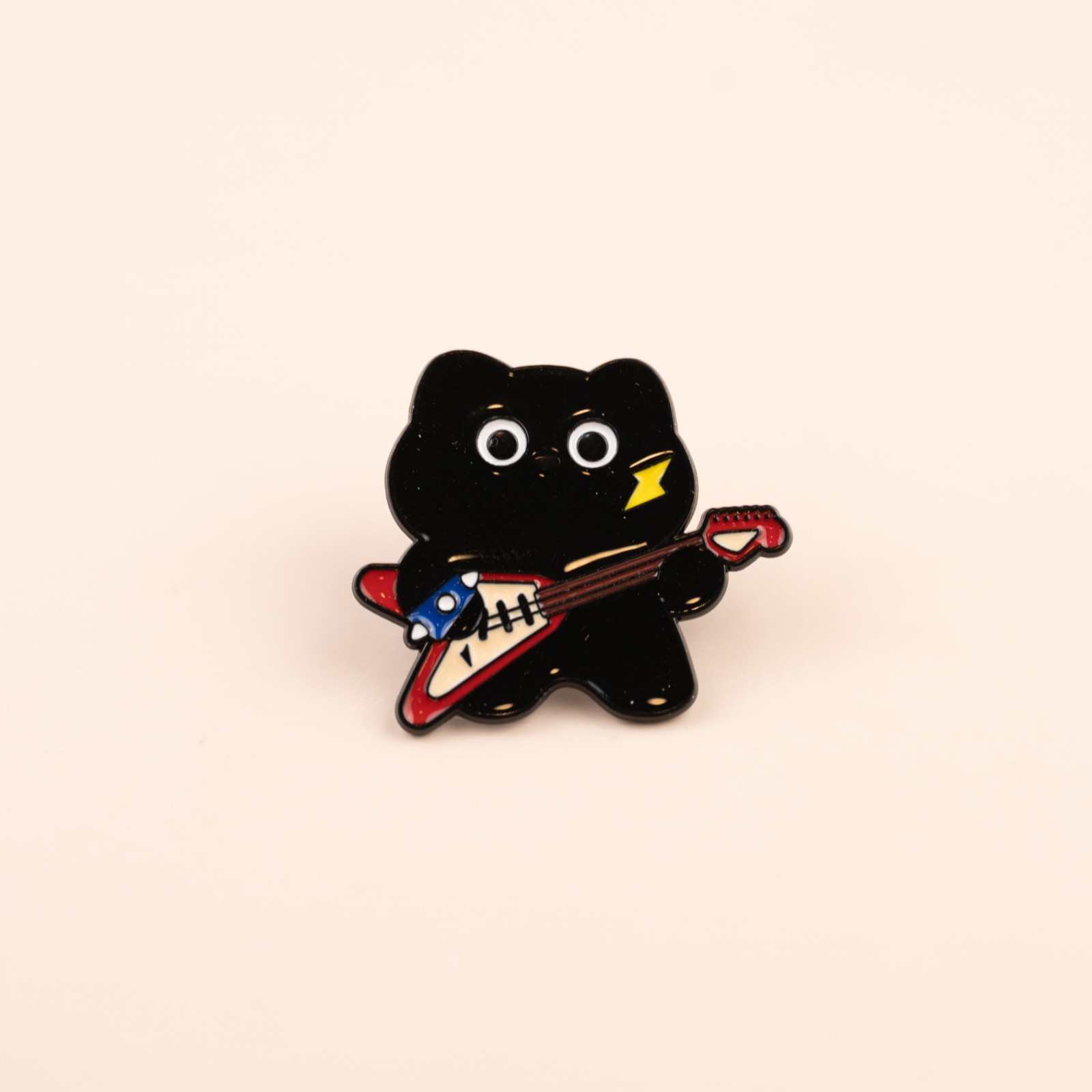 Cute Black Cat Electric Guitar Rock Music Kitten Concert Band Pin Brooch Badge