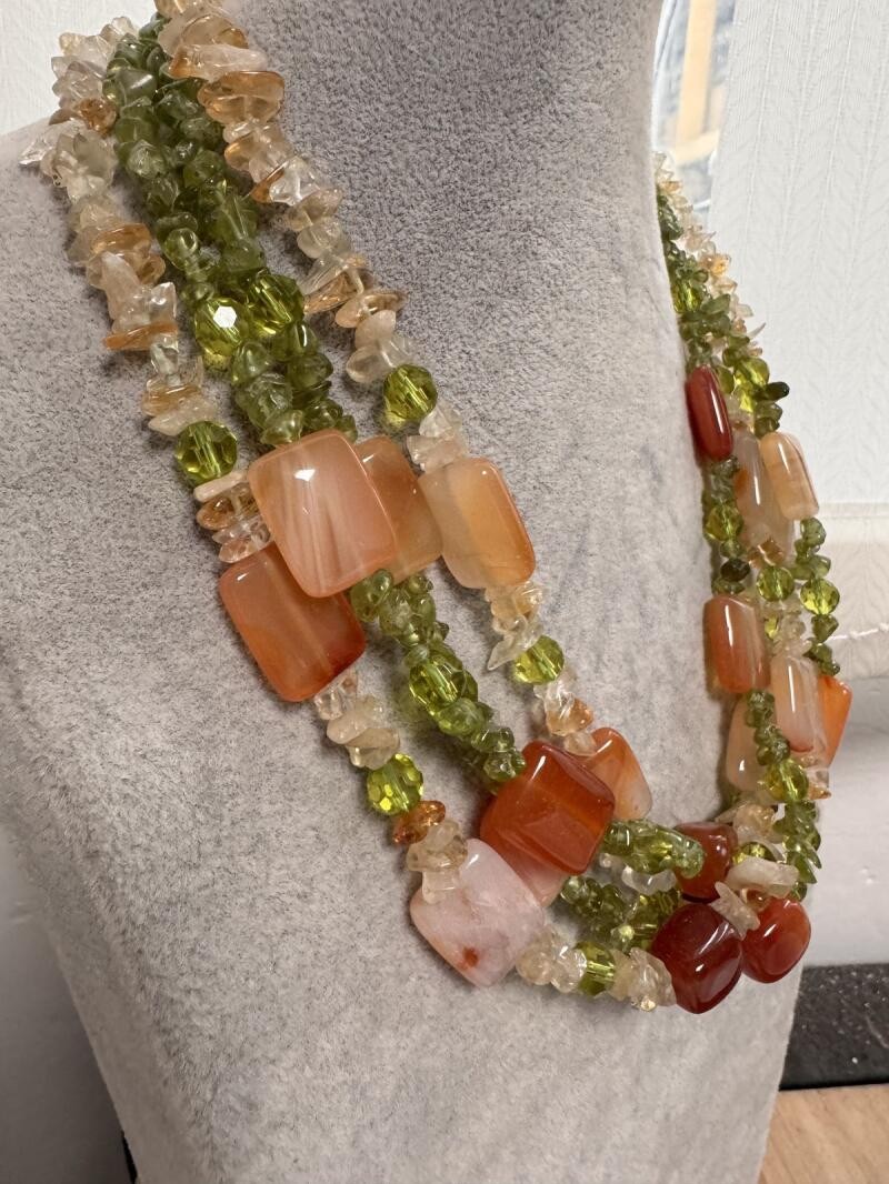 Ntural Crystal Agate 4 Rows Twist Necklace Choker Women Fashion Party Accessory