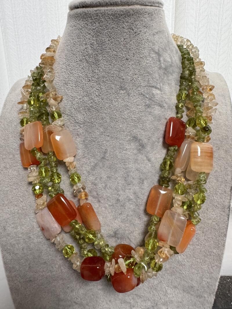 Ntural Crystal Agate 4 Rows Twist Necklace Choker Women Fashion Party Accessory