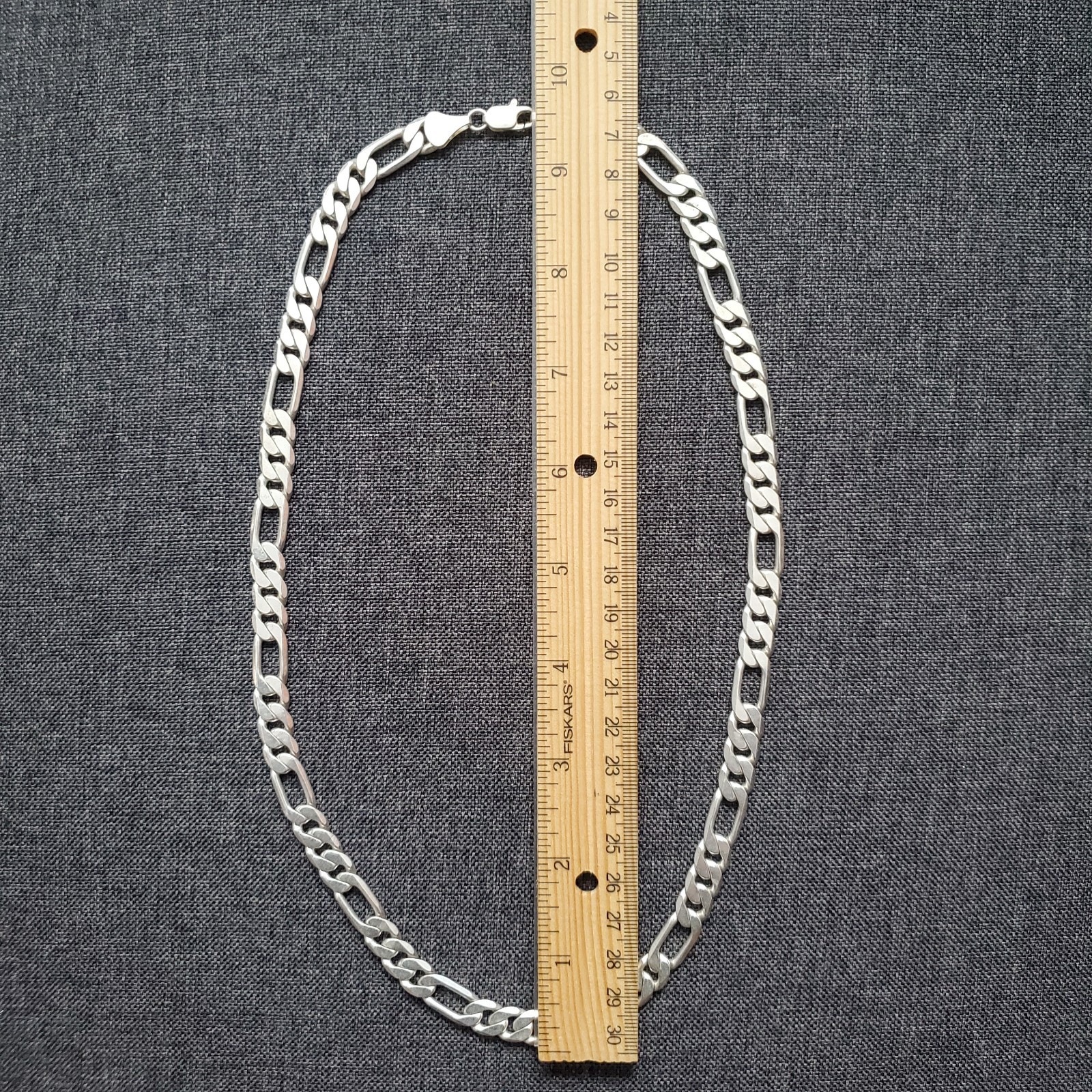 VTG Figaro 24″ Long 9mm Wide 2 OZ .925 Sterling Silver Solid Chain Necklace