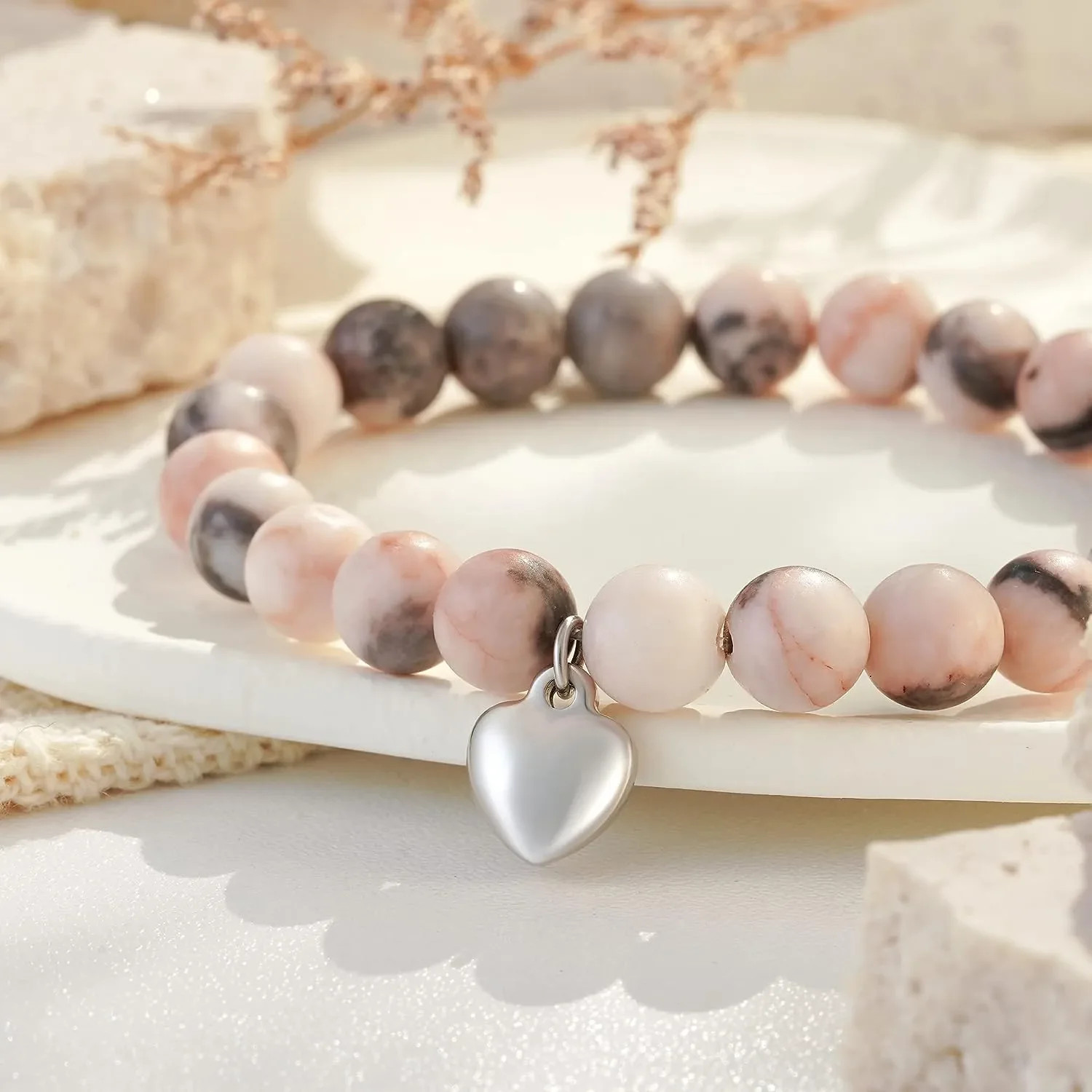 Amethyst Hexagonal Column Necklace Purple Stripe Agate Bracelet Gift Stress