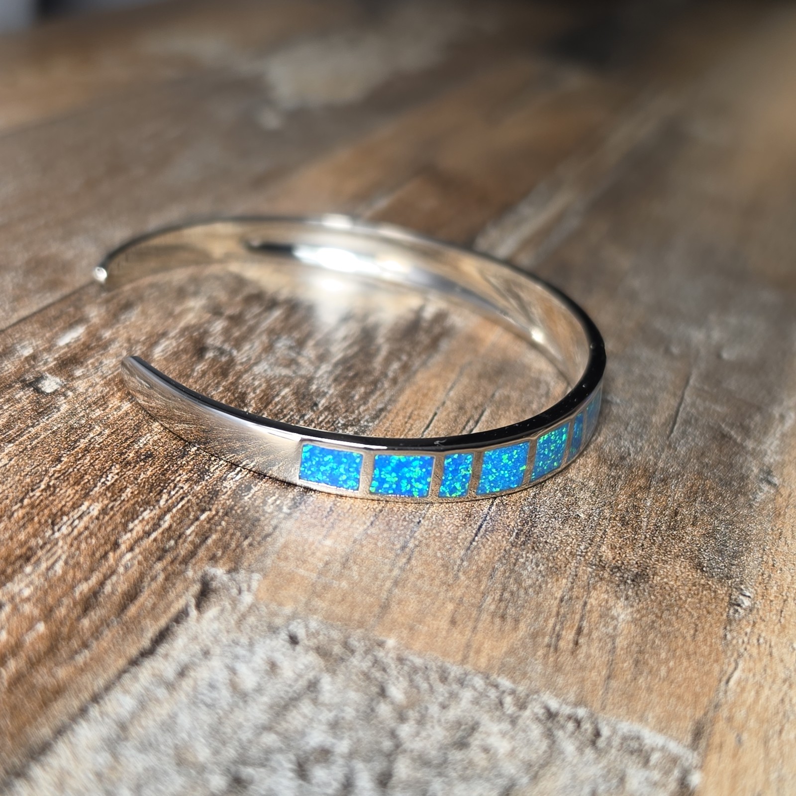 Kivony Fashion Fine Blue Fire Opal Bangles 925 Sterling Sliver Jewelry For Women