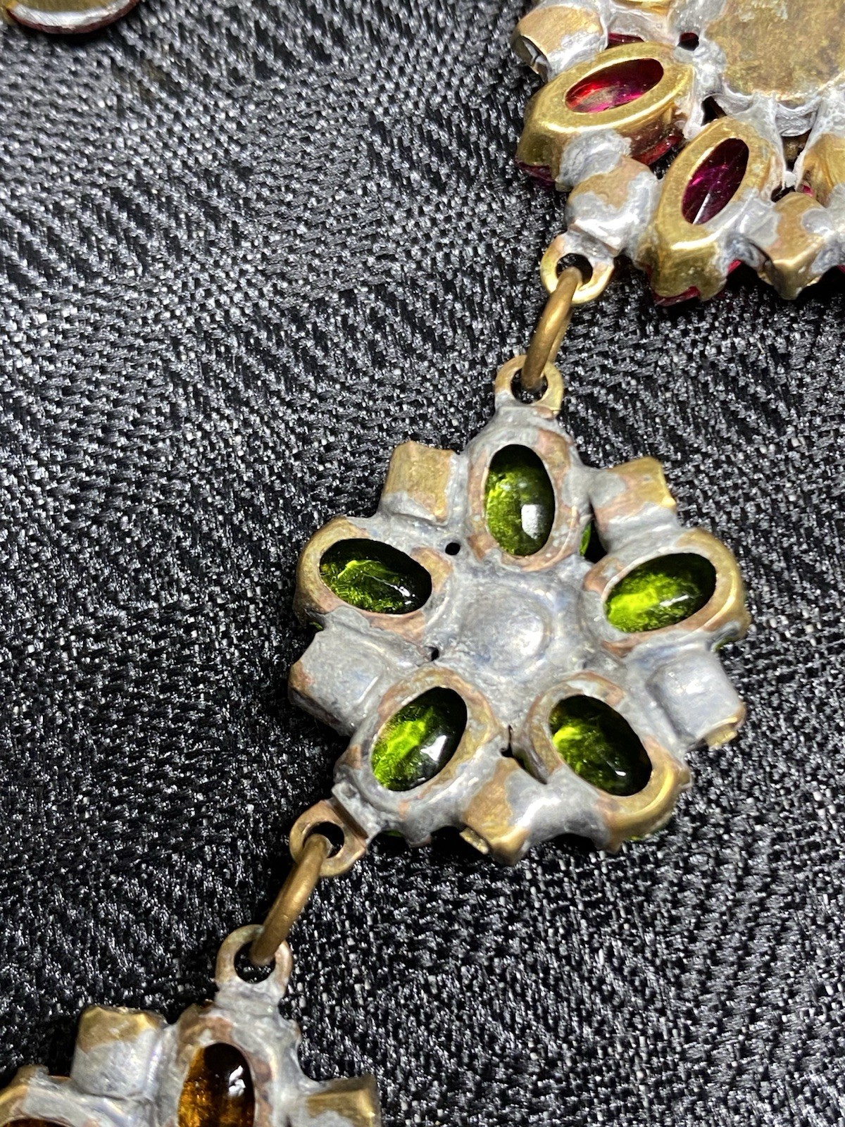 Glass(?) Multi Color Floral Dangle Pendant Statement Necklace Designer(?) Desc