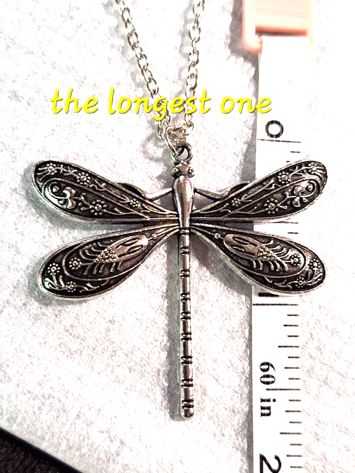 New Gorgeous 3 Dragonfly Pendant Necklace~Silvertone~26″ Chain~See Pics~ #1946
