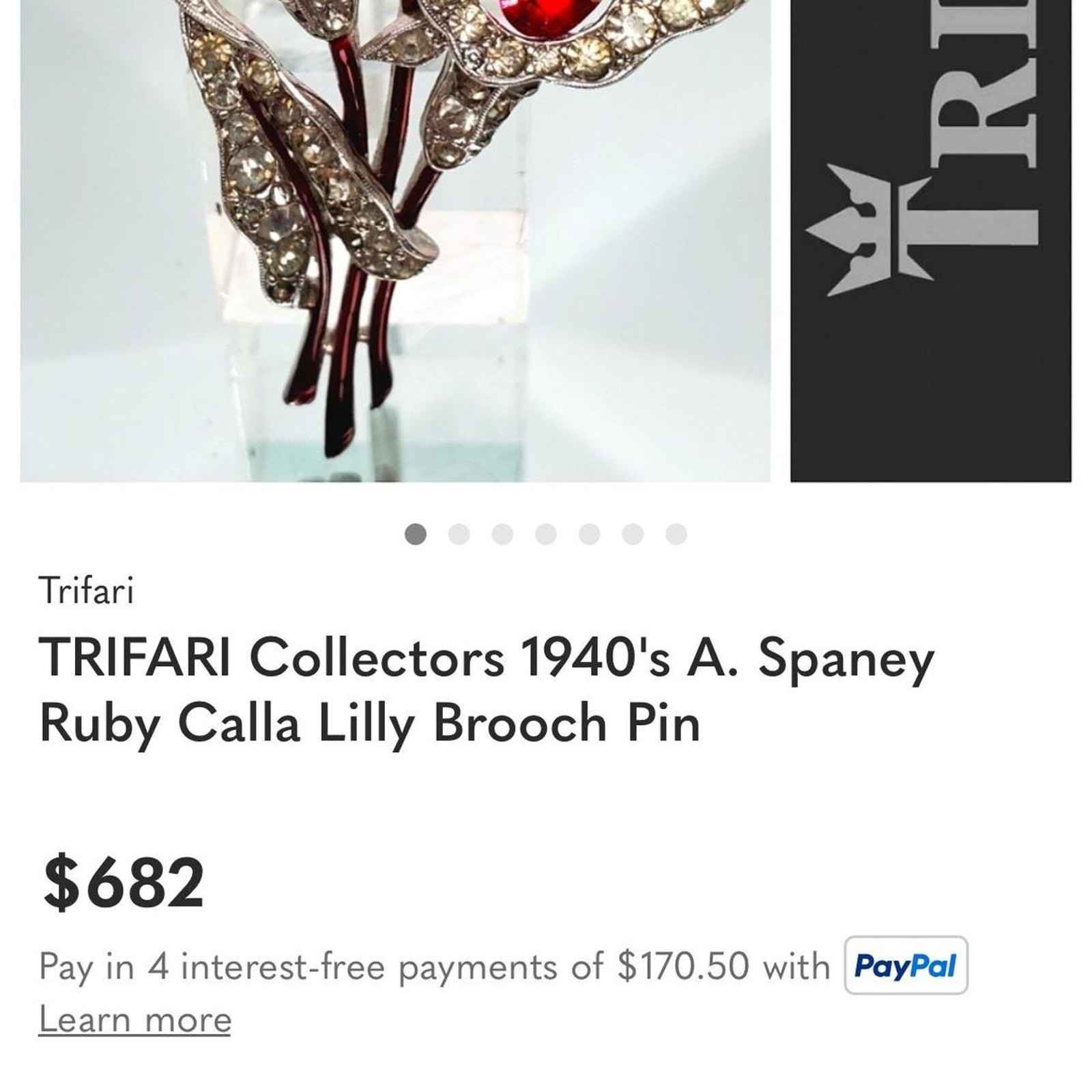 Trifari alfred spaney 1940s ruby calla lily floral broche pin – collectors piece