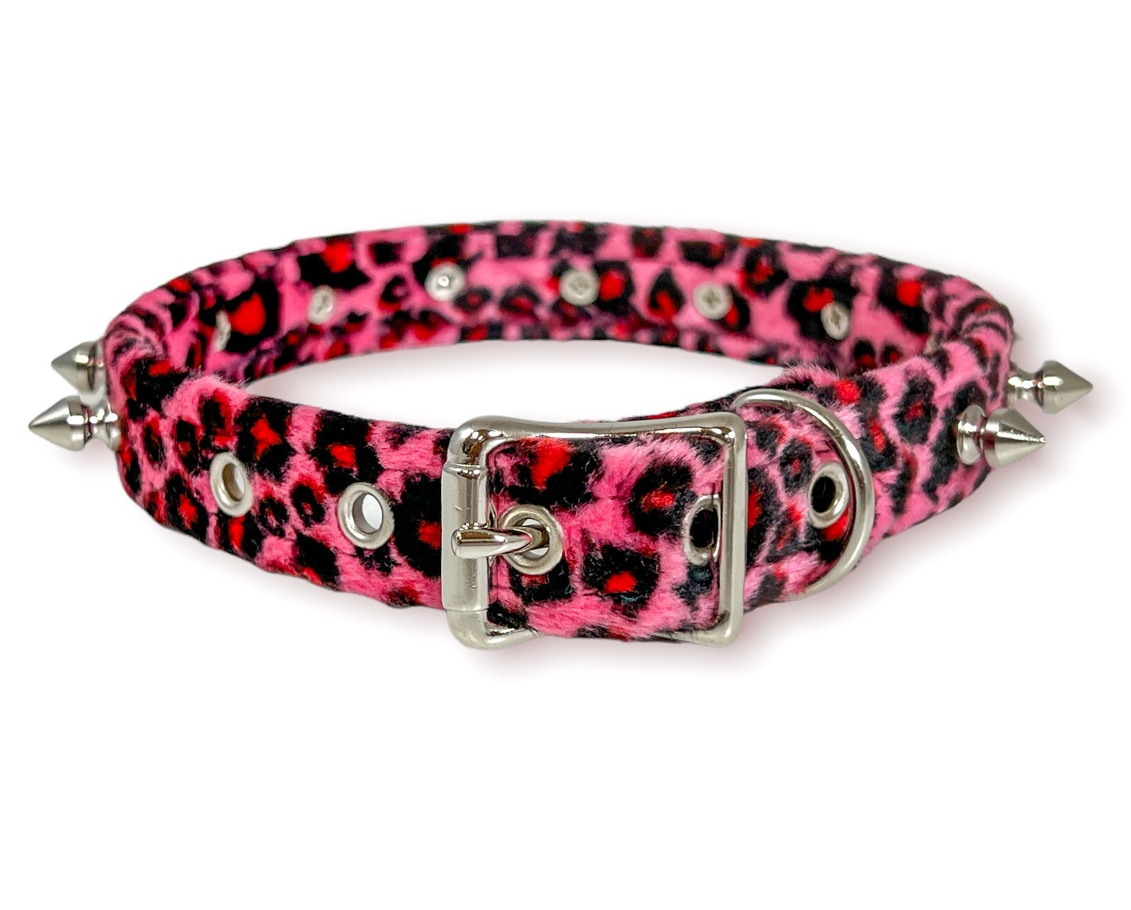 Spike Gothic Choker PINK Leopard Collar Punk Goth Rockabilly Thrash Metal