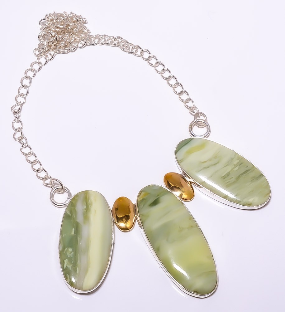 Serpentine 925 Sterling Silver Two Tone Necklace 16.17.99″ A373 Gift for her