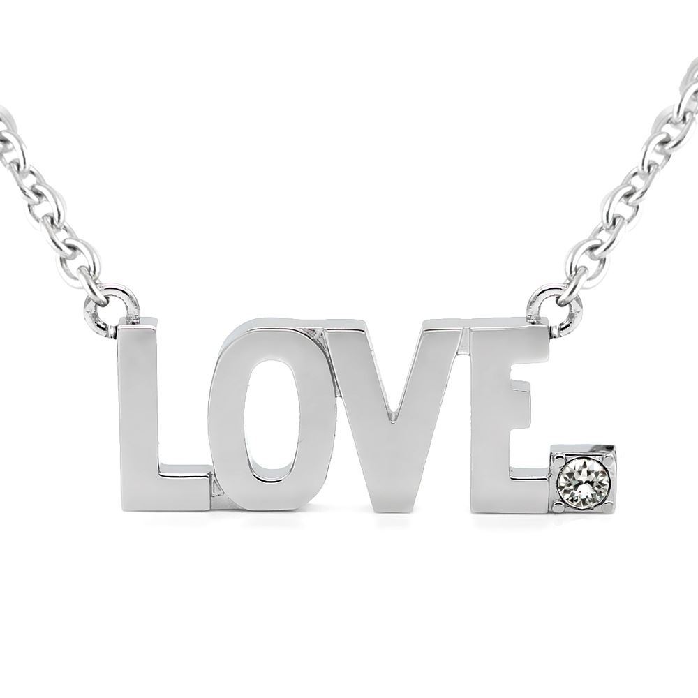 LOVE Letter Necklace stainless steel pendant with white one Crystal By Controse