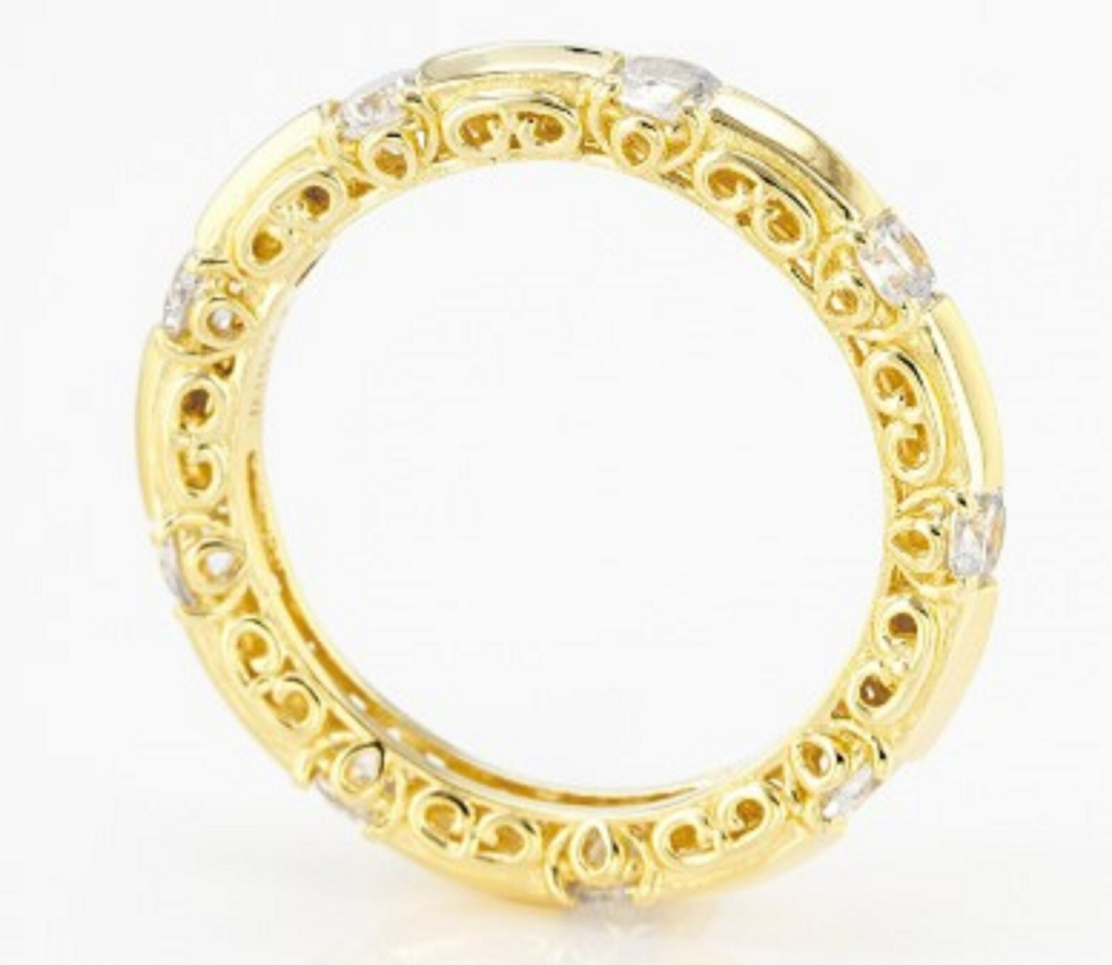 White Cubic Zirconia 18k Yellow Gold Over Sterling Silver Eternity Ring, Size 5