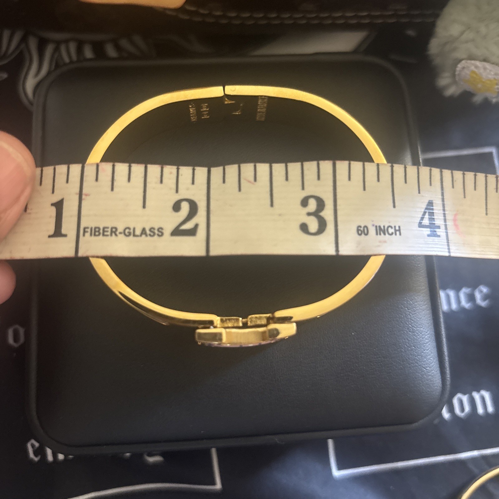 Hermès Inspired Enamel H Bracelet Gold Tone Multicolor Geometric Bangle