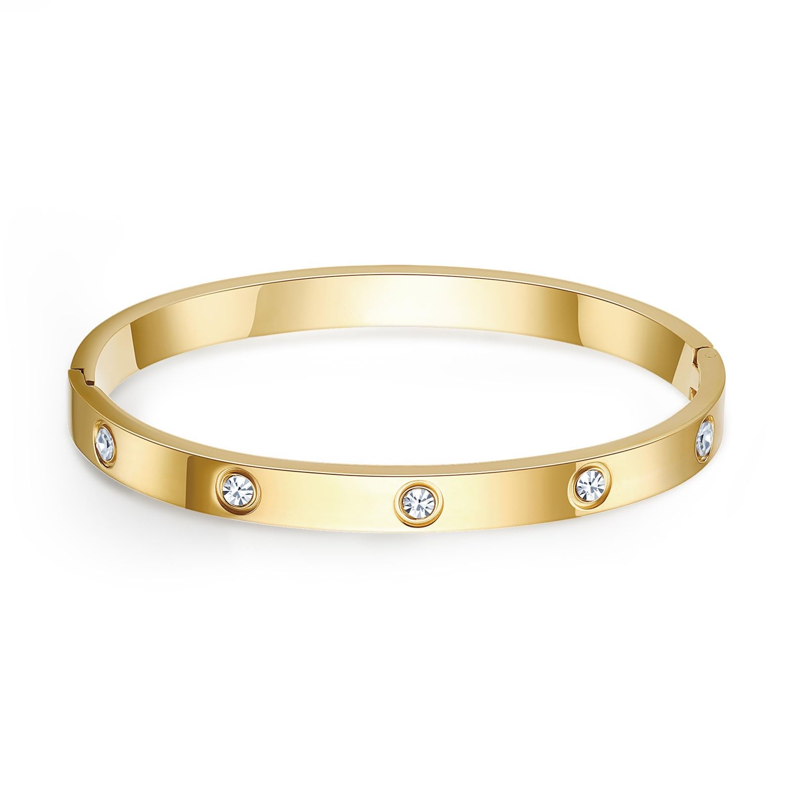 18k Gold-Plated Love Bangle Bracelet, Stainless Steel Bangle Bracelets for – 03