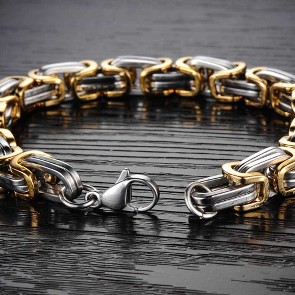 Stainless Steel Byzantine Chain Bracelet | Gold/Silver | Multiple Sizes