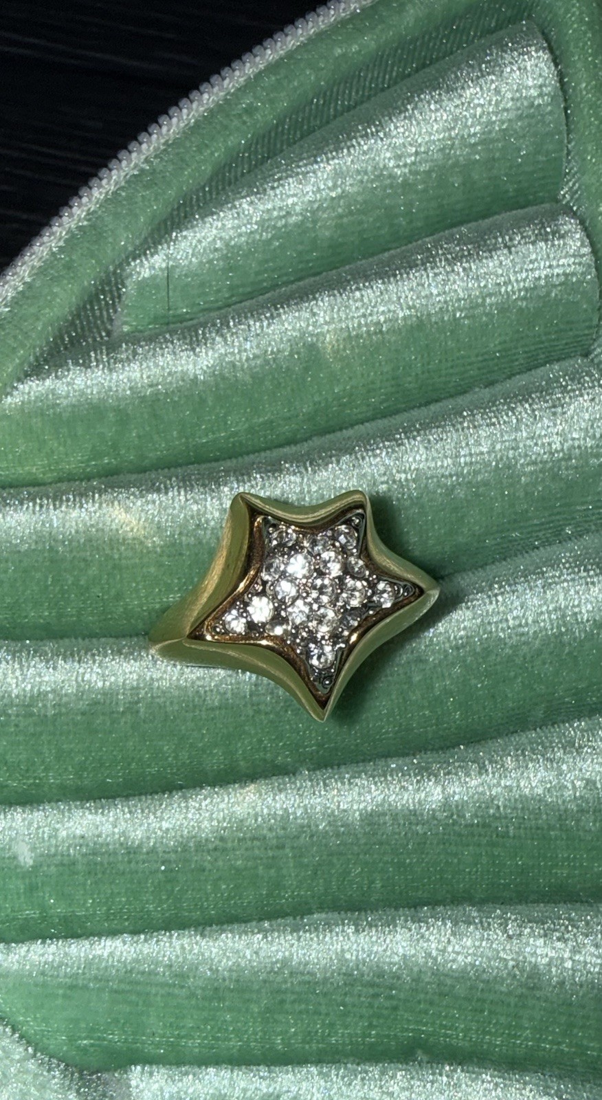 Yellow Gold Star Cluster Band Ring Size 8 Star Shape White Cubic Zirconia