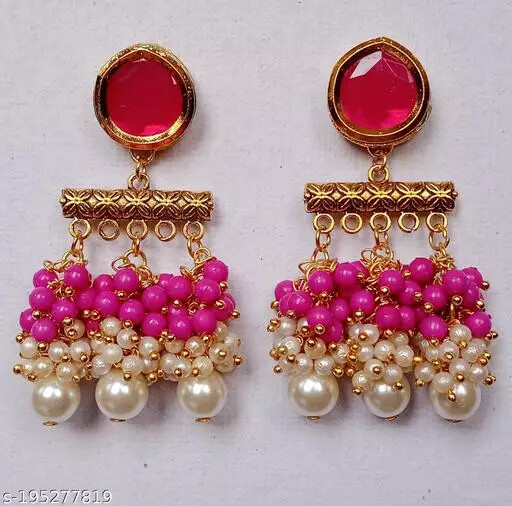 Indian Traditional Woman’s Latest Design Party Wear Kalakruty pink kundan pearl