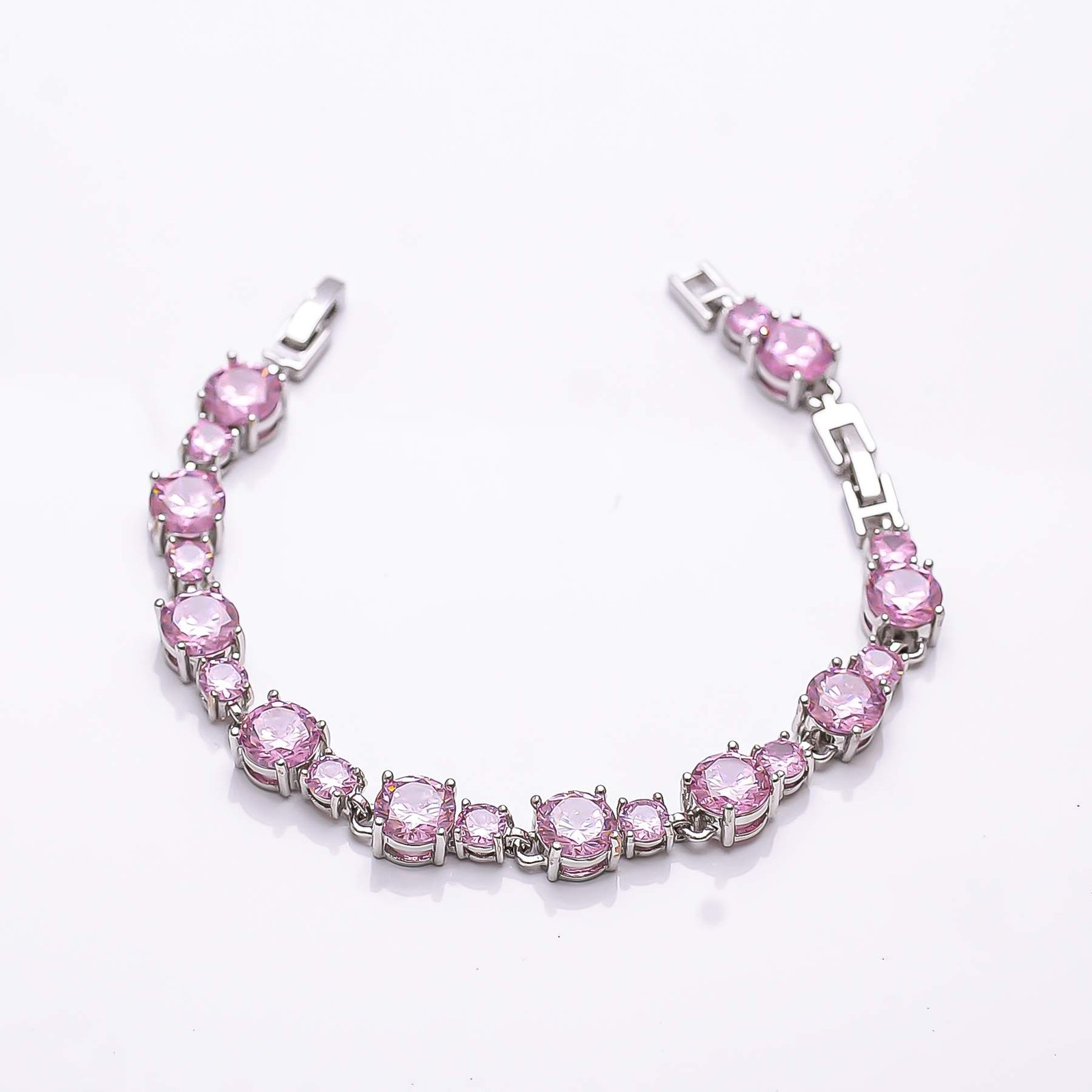 Pink Sapphire Simulated Gemstone 925 Sterling Silver Tennis Bracelet 8.99″ B55