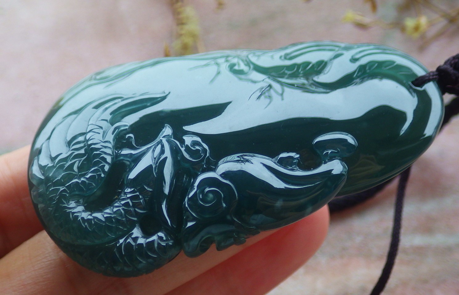 Video Certified Green Natural A Jade jadeite Pendant Phoenix 凤凰 132961