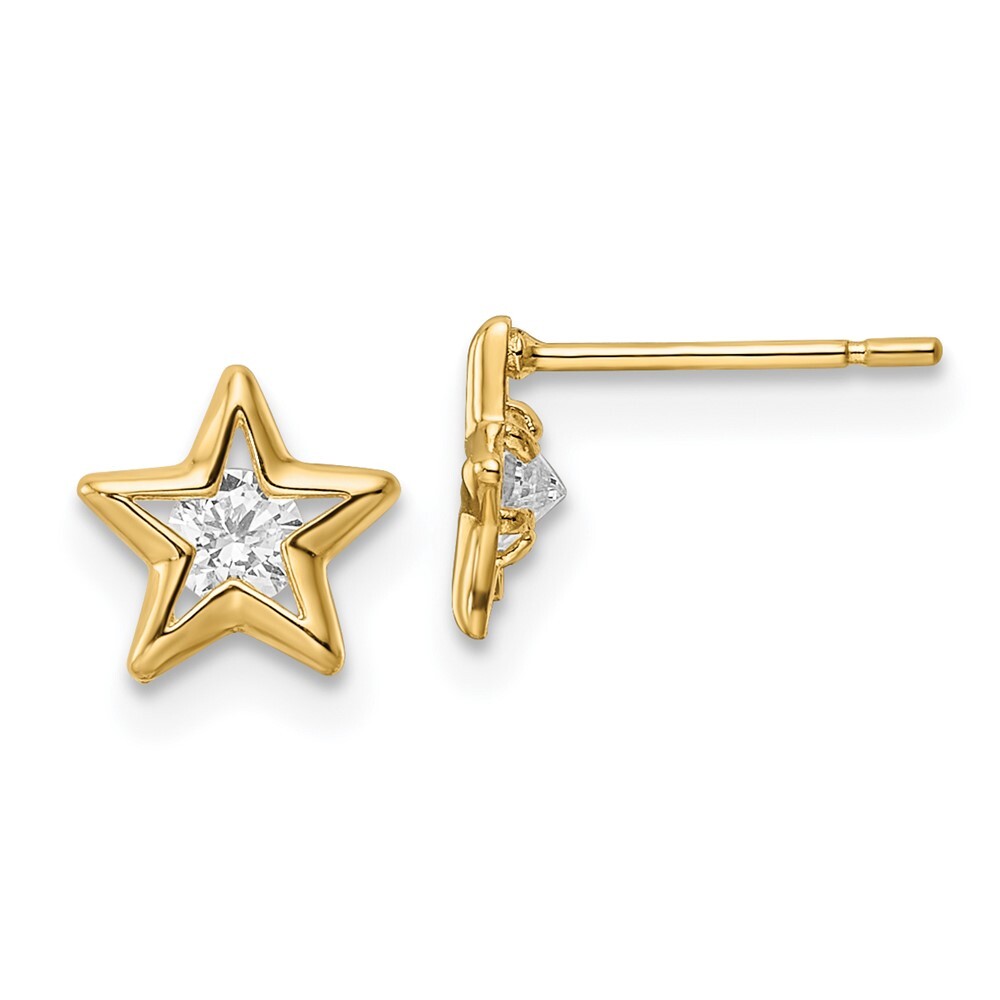 6.8mm 14K Yellow Gold CZ Star Post Earrings
