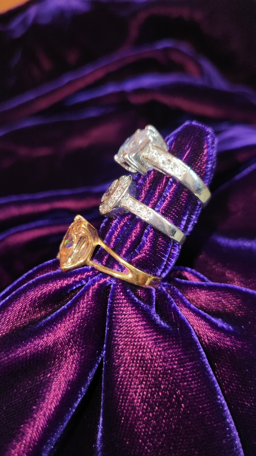 Lot of 16 Various Cocktail Rings, All Size 7, Silver, Gold, Rose Gold
