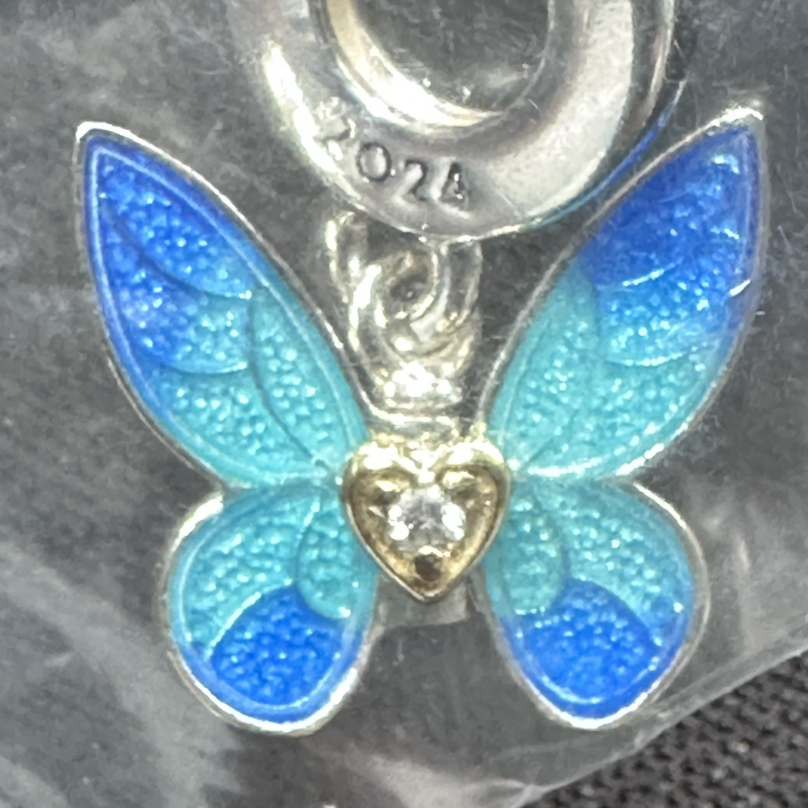 Pandora Club 2024 Butterfly Dangle Charm w/Lab grown Diamond #763082C01 *RETIRED