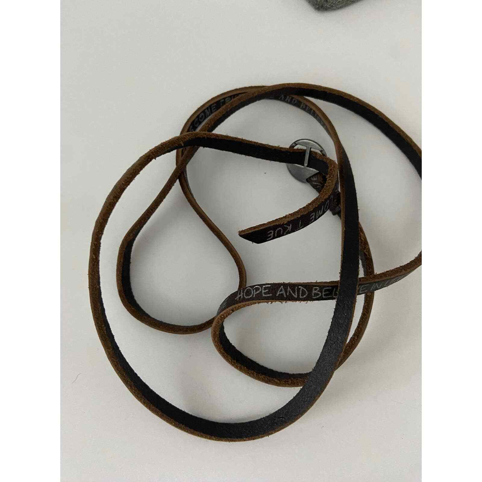 Brown Leather Positive Affirmation Necklace