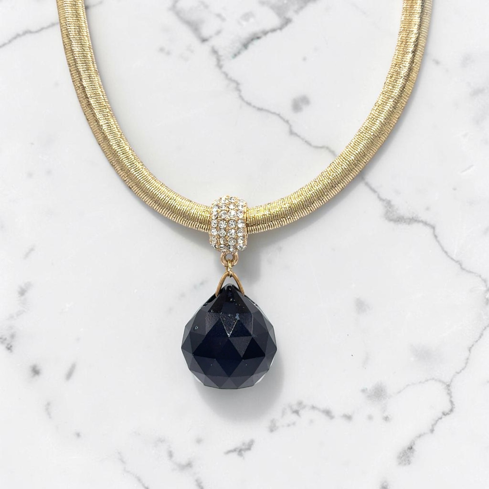 Save The Queen Gold-Tone and Black Crystal Necklace