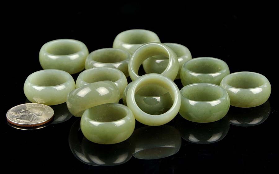 19.7mm*11mm Natural Hetian Nephrite Jade Ring us Size 10