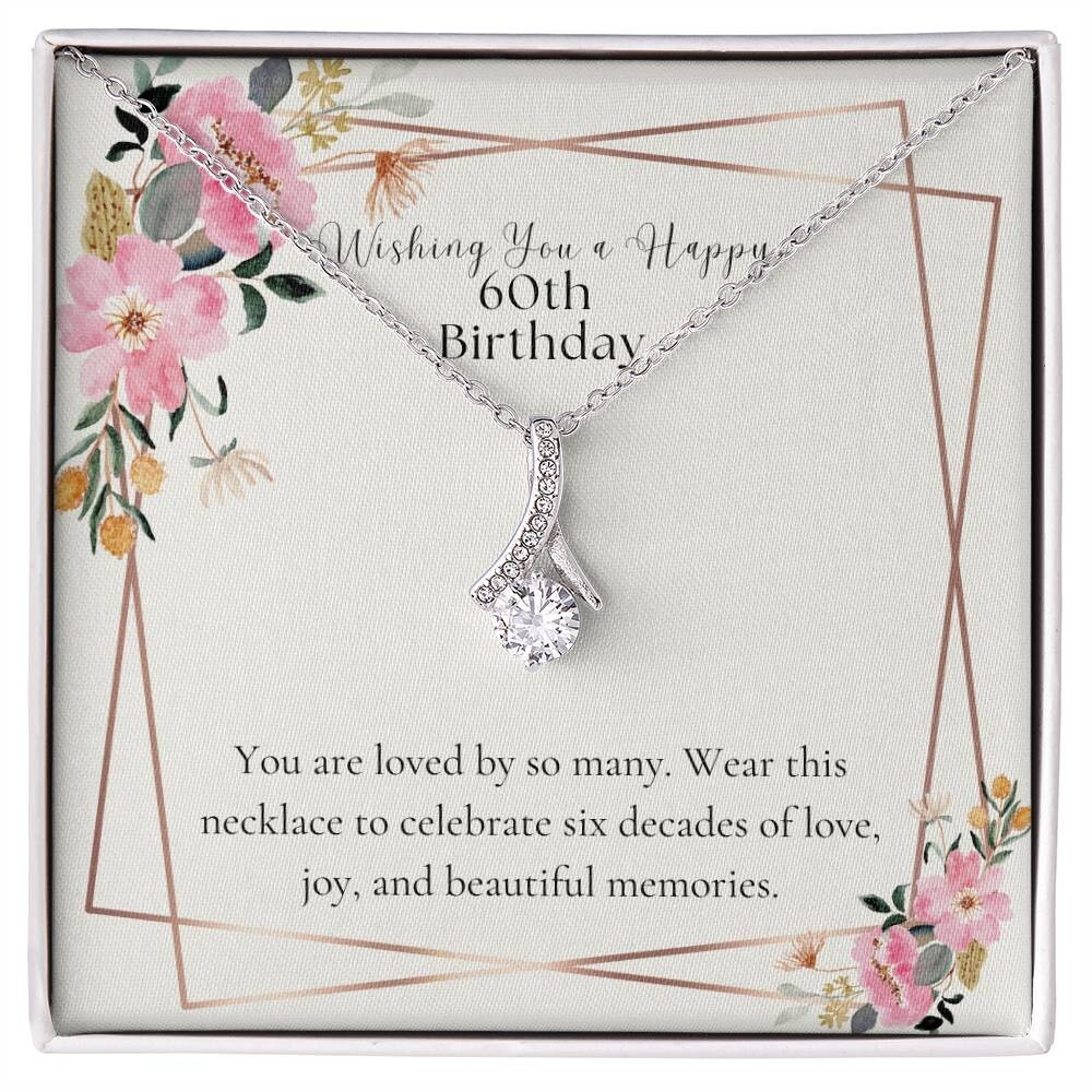 60th Sixtieth Birthday Bday Necklace Gift Gifts For Women Gold Gift Box Message